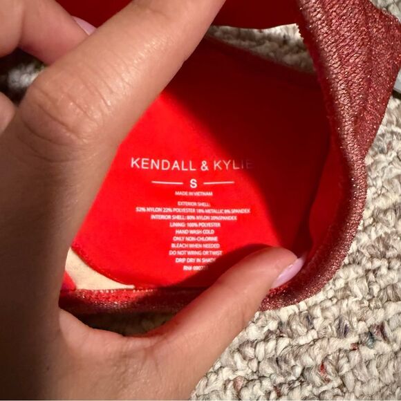 Kendall & Kylie Red Shimmer Bandeau Bikini- Size Small - Picture 4 of 10